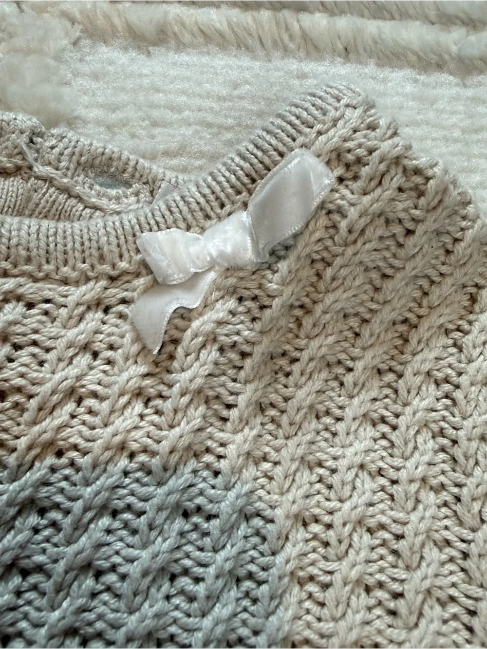 Cupcakes and Cashmere Knit Cream Longsleeve Dress Baby Size 6-9m